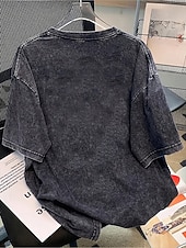 ieftine tricouri-Pentru femei 100% Βαμβάκι Tricou Cămașă din bumbac Topuri cu spălare vintage Simplu Epocă Modă Stilat Manșon scurt Stil Nautic Rotund Topuri obișnuite Casual Zilnic Ieșire Albastru piscină Gri și Alb