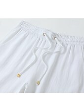 abordables Bas Fausse Essentiels-Femmes Faux coton lin Pantalon d'été Pantalons Décontracté Quotidien Longueur complète Naturel Uni Cordon de serrage Poches Latérales Respirabilité Confortable Non Elastique Sortir Week-end Bleu Noir