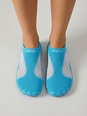 economico Donne-Scarpe da acqua da donna in rete blu, calzini da acqua antiscivolo a maglia ad asciugatura rapida, calzature leggere e traspiranti per spiaggia, nuoto, snorkeling, immersioni, surf &amp; escursionismo