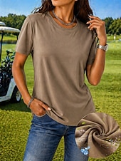 ieftine tricou simplu-tricou damă tricou cu sistem de absorbție a umezelii tricou de mătase elegant clasic mânecă scurtă guler rotund topuri obișnuite casual sport de plajă negru alb roz roșu bleumarin vară primăvară