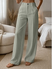 Χαμηλού Κόστους φαρδύ πόδι &amp; ψηλόμεσο-Γυναικεία Πλατύ Πόδι Παντελόνια Παντελόνι επίσημο Casual παντελόνι Μοντέρνα Κομψό στυλ street Βασικό Πλήρες μήκος Ψηλή Μέση Σκέτο Τσέπη Ελαστική μέση Άνετο Ανελαστικό Καθημερινά Γραφείο Διακοπές