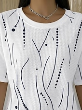  Női Gofris póló Textúrált kötött topok Nyári felsők Grafika Mértani Stílusos Klasszikus Rövid ujjú Terített nyak Kerek Normál felsők Hétköznapi Napi Medence Fehér Arcpír rózsaszín Lóhere Nyár Tavasz