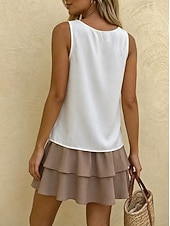  Damskie Sukienka mini Biała koronkowa sukienka Codzienny Urlop Ulica Święto Regularny Bez rękawów Półgolf Biały Lato