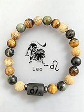 cheap Men's Jewelry-Men's Bohemian Style Natural Stone Bracelet with Zodiac Sign Pendant, Adjustable Elastic Beads, Ideal Gift, Beach Vacation and Casual Daily Wear