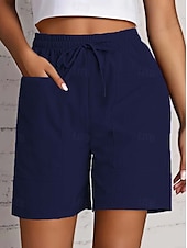 economico Pantaloncini Bermuda-Per donna Bermuda Chinos Shorts Pantaloni Eleganti Vacanza Essenziale Comfort Corto Vita Alta Semplice Coulisse Comodità Elasticizzato Quotidiano Casual Quotidiano Blu Rosso Aalbicocca Nero Estate