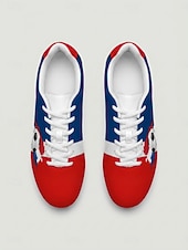 cheap Men's Soccer Shoes-Men's France Lace-up Soccer Cleats, Red Blue Football Shoes, Fan Style Outdoor Turf Footwear for Training, Matches, Sports &amp; Casual Wear