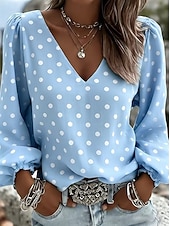 voordelige Strepen- en Geometrische Blouses-Dames Overhemd Boho-shirt Bloemig Grafisch Elegant Bohemen Vakantie Lange mouw V-hals Normale tops Casual Dagelijks Feestdagen Lichtgroen Hemelsblauw Zomer Lente
