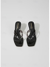 baratos Chinelos de slide-Chinelo feminino minimalista marrom de gelatina - sandálias de dedo impermeáveis com acabamento brilhante, ideais para férias na praia e viagens para ilhas. &amp;roupas de resort de verão