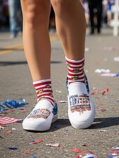 billiga Kvinnoskor-USA:s 250-årsjubileum Dam America slip-on canvas sneakers - Patriotisk USA-flagga tryck Lätta andningsbara vardagsskor för självständighetsdagen parader  vardagligt streetwear