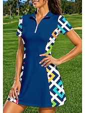 economico Abbigliamento Tennis da donna-Per donna Geometrico Abito sportivo Abito polo da tennis Manica Corta Zip a un quarto UPF50+ Elastico Traspirante Pallavolo Tennis Golf Collo ripiegato Vestito Blu Abbigliamento da tennis
