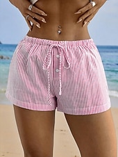 economico Pantaloncini Bermuda-Per donna Chinos Shorts Vacanza Moda Streetwear Corto Vita Alta Semplice A righe Fascia Elastica Comodo Comodità Morbido Micro-elastico Quotidiano All'aperto Streetwear Blu Nero Bianco Rosa Estate
