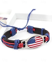 abordables Accesorios-Pulsera de hombre de piel sintética y acrílico con la bandera nacional, pulsera multinacional para aficionados al fútbol, para el día del partido, para animar en el estadio, para ropa deportiva informal y para el día a día.