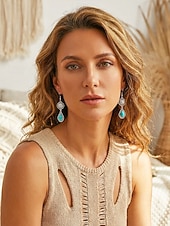 olcso Női fülbevaló-Női bohém türkiz ötvözet fülbevalók, könnyű függő ékszerek, tökéletesek tengerparti nyaraláshoz, hétköznapi viselethez és nyári kiegészítőkhöz