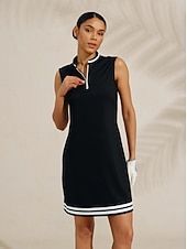 お買い得  デザイナーコレクション-女性用 ゴルフドレス ブラック / ホワイト ノースリーブ ドレス レディース ゴルフウェア ウェア アウトフィット ウェア アパレル