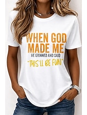 voordelige Humor &amp; Citaten thee-Dames T-shirt Afdrukken Grafisch Brief Stijlvol Klassiek Casual Korte mouw Strakke ronde hals Ronde hals Normale tops Casual Dagelijks Weekend Wit Wit 2 Wit 3 Zomer Lente Herfst Winter