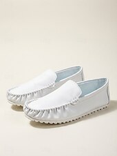 baratos Homens-Mocassins masculinos brancos, leves e confortáveis, para caminhadas, calçado casual elegante e macio, ideal para noites em resorts, jantares de férias, cruzeiros, momentos de lazer na praia e férias descontraídas.