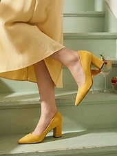 cheap Block Heel Pumps-Women's Rose Pink Suede Pumps - Elegant Pointed Toe Block Heels for Everyday Wear, Casual Outfits &amp; Stylish Street Look