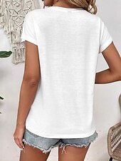 cheap Lace Tops-Women's Eyelet Top Pointelle Tee Lace T-shirt Graphic Plain Vintage Stylish Short Sleeve Crew Neck Regular Tops Casual Daily Weekend White Summer Spring