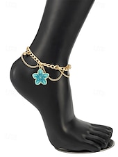 economico Bracciale da donna-Cavigliera da donna boho con ciondolo a fiore in lega, catena a strati multicolore per vacanze al mare, resort estivi e abbigliamento casual di tutti i giorni.