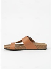 abordables Sandalias deslizantes-Chanclas de tiras cruzadas con hebilla grande, sandalias cómodas y elegantes para mujer, perfectas para verano, playa y salidas casuales.