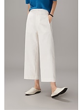 cheap Wide Leg &amp; High Waisted-Women's Wide Leg Chinos Vacation Full Length High Waist Comfortable Micro-elastic Daily White Navy Blue khaki Summer Spring Loose Fit