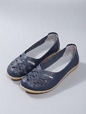 economico Ballerine da donna-Scarpe slip-on da donna gialle intrecciate con intagli, comode scarpe basse casual con suola morbida, calzature traspiranti per camminare in vacanza &amp; quotidiano