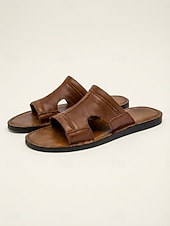 preiswerte Männer-Braune Herren-Fischersandalen aus Kunstleder, offene Zehenpartie, bequeme Strandschuhe für Strandurlaub, Reisen ans Meer, Küstenwanderungen, Freizeit im Resort und sommerliche Freizeitkleidung