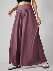 tanie szerokie nogawki i wysoki stan-Damskie Bezczelny Spodnie szerokie nogawki Typu Chino Skort Urlop Moda Moda miejska Pełna długość Wysoka talia Równina Wysokie cięcie Komfort Na zewnątrz Nieelastyczny Codzienny Urlop Ulica karminowy