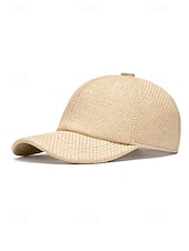 tanie Kapelusze damskie-Damska czapka baseballowa ze słomy w stylu boho, regulowany, wielokolorowy, tkany kapelusz przeciwsłoneczny na wakacje na plaży, podróże do kurortu, wypoczynek na świeżym powietrzu i codzienny strój