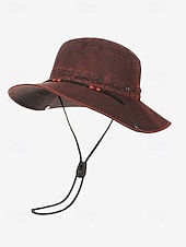 voordelige Herenhoeden-Vintage western cowboy zonnehoed voor heren, veelkleurige polyester outdoorhoed met opvouwbare rand en kinband, ideaal voor vakanties, wandelen, vissen en dagelijks gebruik.