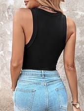  Per donna Canotta Semplice Moda Elegante Casual Senza Maniche Girocollo Top Regolari Quotidiano Uscire Weekend Nero Bianco Giallo Marrone Verde Estate Primavera