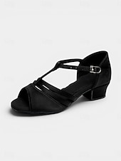 cheap Latin Shoes-Women's Professional Latin Dance Shoes - Gold Satin Low Heel