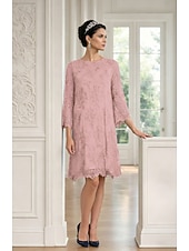 billiga Te Längd-Åtsmitande Kort mini Festklänning Cocktail klänning Bröllopsgästklänning Klänning till brudens mor 3/4 ärm Prydd med juveler Elegant Bröllopsgäst Bröllopsfest Spets Tyll med Applikationsbroderi