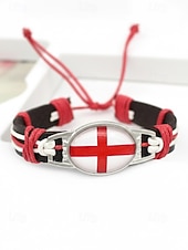 abordables Accesorios-Pulsera de hombre de piel sintética y acrílico con la bandera nacional, pulsera multinacional para aficionados al fútbol, para el día del partido, para animar en el estadio, para ropa deportiva informal y para el día a día.
