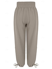 billige Bunner-Dame Bukser med linfølelse Bred Bukseben Sommerbukser Bukser Ferie Mote Gatemote Full lengde Medium Midje عادي Snorer Elastisk midje Benetrekk comfy Komfort Utendørs Mikroelastisk Daglig Gate