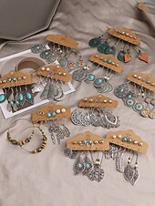 cheap Women's Earring-Women's Bohemian Alloy Turquoise Earrings Set, Multi Style Drop and Stud Earring Collection for Beach Vacation, Daily Casual Wear, Travel and Resort Styling