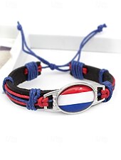 abordables Accesorios-Pulsera de hombre de piel sintética y acrílico con la bandera nacional, pulsera multinacional para aficionados al fútbol, para el día del partido, para animar en el estadio, para ropa deportiva informal y para el día a día.