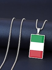 economico Accessori-Collana da uomo con ciondolo a forma di bandiera in acciaio inossidabile, collana con catena a bandiera di diversi paesi per le partite di calcio, per sostenere i tifosi, per fare il tifo allo stadio, per l'abbigliamento sportivo casual e per tutti i gior