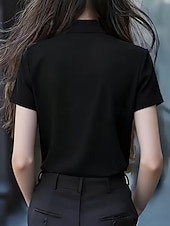economico Bluse Semplici-Per donna Camicia Blusa Camicia con volant Volant Fiocco Tinta unica Elegante Essenziale Classico Manica Corta Colletto a Camicia Top Regolari Quotidiano Ferie Uscire Nero Bianco Giallo Rosso Estate