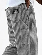  Férfi Nadrág Kordbársony Nadrág Téli nadrág Alkalmi nadrág Bő nadrág Zsinór Többzsebes Tömör szín Mokaszinok Teljes hossz Hétköznapi Napi Szabadtéri Divat Utcai sikk Medence Fehér Mikroelasztikus