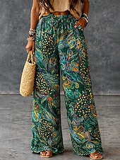 economico gamba larga e vita alta-Per donna Culotte Gamba Larga Gamba larga Chinos Vacanza Vintage Stile Etnico Lunghezza intera Vita Alta Floreale Grafico Coulisse Stampa Asciugatura Rapida Traspirabilità Morbido Inelastico Casuale