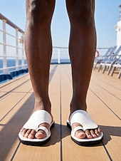 voordelige Heren-Witte herensandalen met gekruiste bandjes, lichtgewicht, open teen, comfortabele instapschoenen voor de zomer, casual minimalistische schoenen, perfect voor eiland- en cruisevakanties, strandvakanties en wandelingen in resorts.