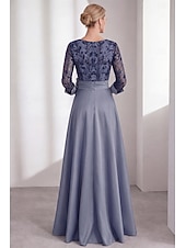 economico Abiti da Sera a Linea A-Linea ad A Lunghezza al pavimento Abito da Sera Abito formale Elegante Matrimonio informale / diurno Manica Lunga Scollo a V Matrimonio Formale Raso con Fiori 3D Pieghe Spacco