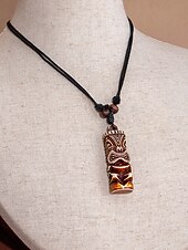 voordelige Heren sieraden-Halsketting voor heren in bohemian vintage stijl, gemaakt van acryl, met verschillende hangeropties, waaronder een schildpad en ivoor, en een verstelbaar koord. Ideaal voor een strandvakantie,