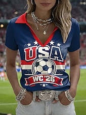  Dam T-shirt Färgblock Mönster Grafisk Stylish Klassisk Ledigt Kortärmad Polokrage Vanliga toppar Ledigt Dagligen Sport Svart Vit Rubinrött Bläck blå Sommar Vår