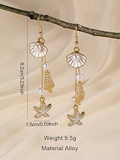 cheap Women's Earring-Women's Bohemian Alloy Starfish Shell Tassel Earrings, Multi-Color Beach Drop Dangle Earrings for Vacation Travel, Resort Style and Everyday Casual Wear