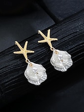 お買い得  レディースイヤリング-女性用ボヘミアンスタイルの合金製シェルイヤリング、コンクシェルペンダント、ビーチでの休暇や普段使いに最適、軽量でトレンディな女性用ジュエリー