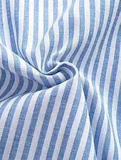 abordables Vacaciones-Hombre Camisa Camisa de lino Camisa de verano Camisa de playa camisa hawaiana Tiras verticales Casual Diario Azul Piscina Rosa Manga Corta Cuello Primavera verano Ropa