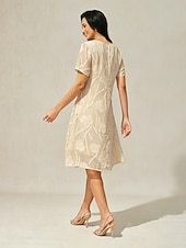 preiswerte Einfaches Kleid-Damen Minikleid Shiftkleid Elegant Einfarbig Kurzarm Rundhalsausschnitt Mink