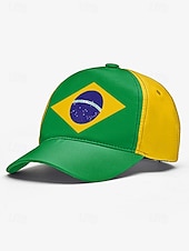 ieftine Accesorii-Șapcă de baseball bărbătească din poliester, în culorile steagului Braziliei, cu croială reglabilă, pentru fanii fotbalului, pentru ziua meciului, evenimentele pentru suporteri de fotbal, îmbrăcămintea sport casual și ținutele de zi cu zi în aer liber